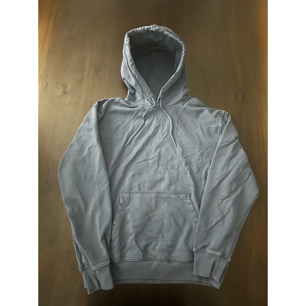 J.Crew Mens Garment Dyed French Terry Hoodie Blue Medium Pullover Sweatshirt